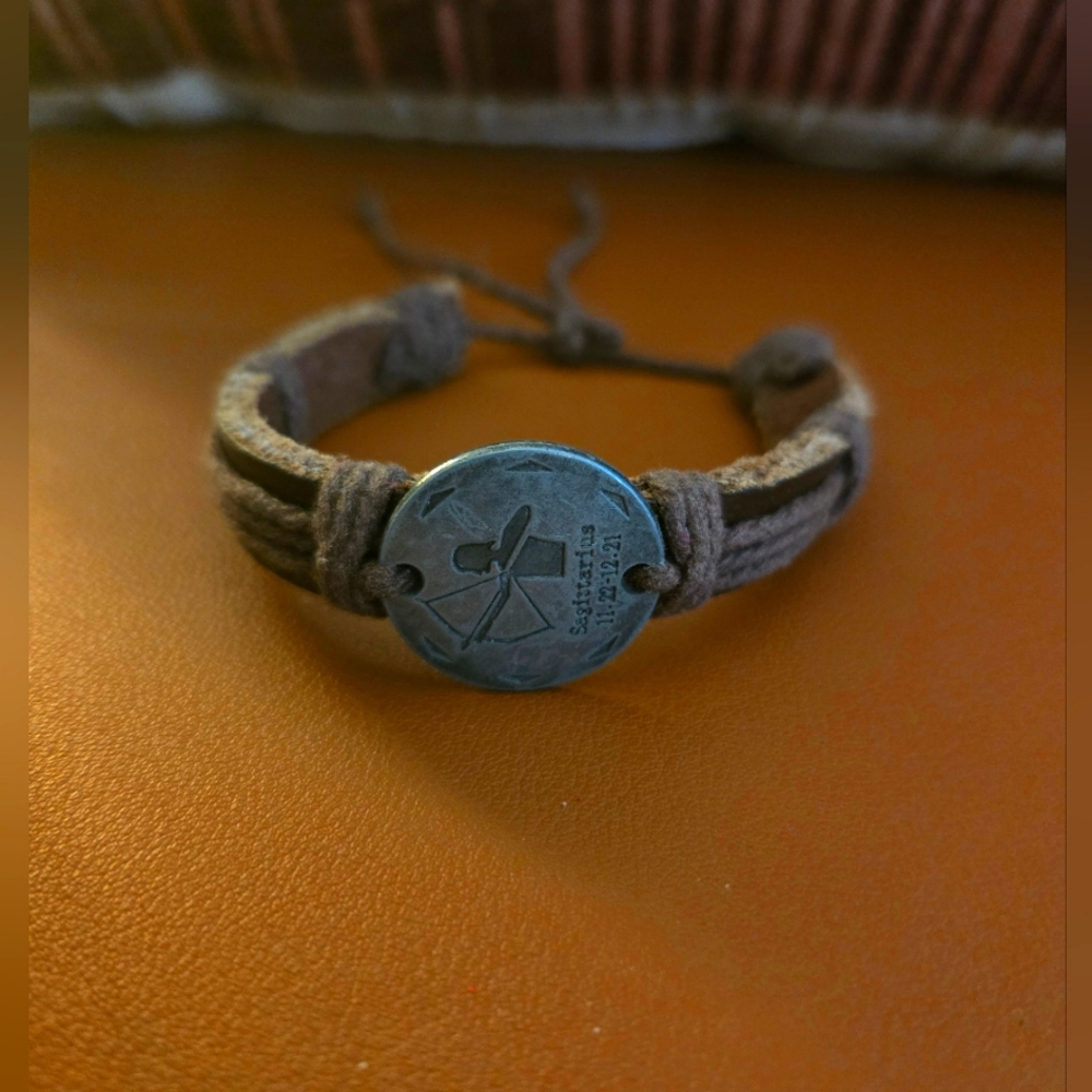 Brown Leather Sagittarius bracelet
